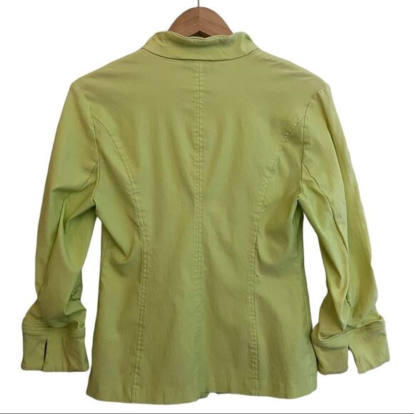 TRIBAL pastel Lime green stretch gathered/ruched front zip jacket Sz 8 EUC - Picture 2 of 12